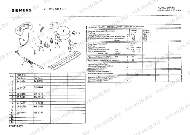 Взрыв-схема холодильника Siemens KI1752 - Схема узла 02