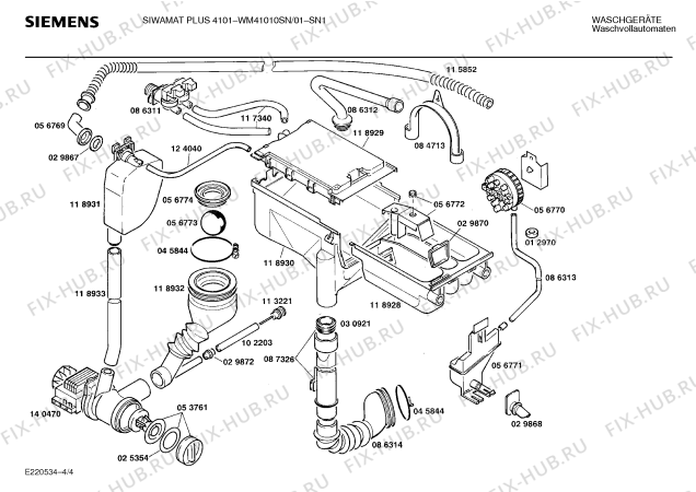 Взрыв-схема стиральной машины Siemens WM41010SN SIWAMAT PLUS 4101 - Схема узла 04