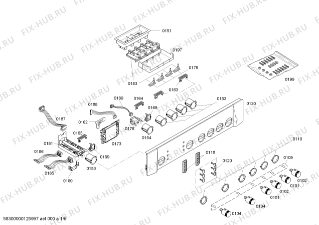 Схема №6 P1HEB89060 с изображением Панель управления для плиты (духовки) Bosch 00661723