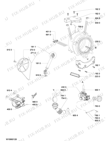 Взрыв-схема стиральной машины Indesit AWOC77143 (F091405) - Схема узла