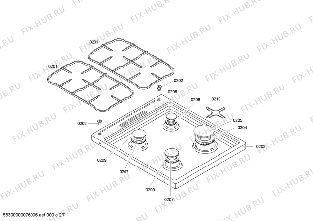 Взрыв-схема плиты (духовки) Bosch HSW722020E - Схема узла 02