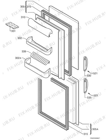 Взрыв-схема холодильника Tricity Bendix TB114FF - Схема узла Door 003