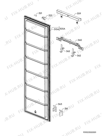 Взрыв-схема холодильника Smeg SD7220FND2P1 - Схема узла Door