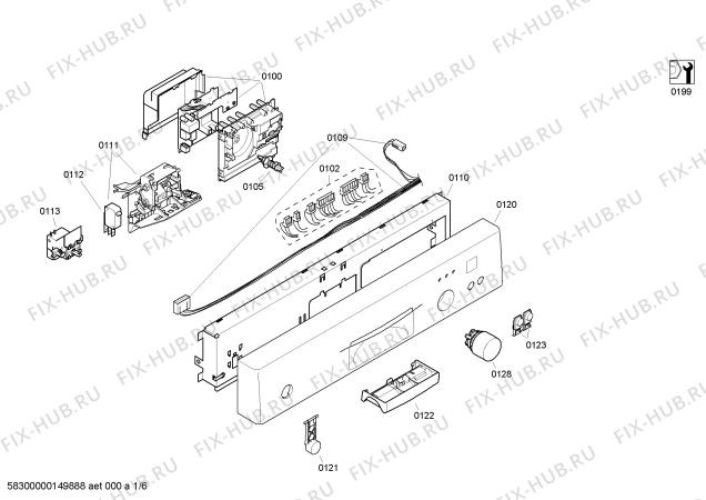 Схема №3 SGS56E48RU с изображением Передняя панель для посудомоечной машины Bosch 00707113