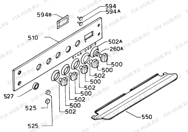 Взрыв-схема плиты (духовки) Zanussi Z6060VX - Схема узла Command panel 037