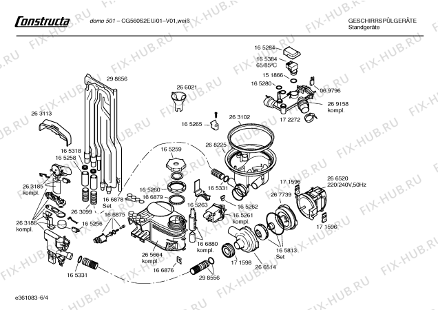 Взрыв-схема посудомоечной машины Constructa CG560S2EU Domo 501 - Схема узла 04
