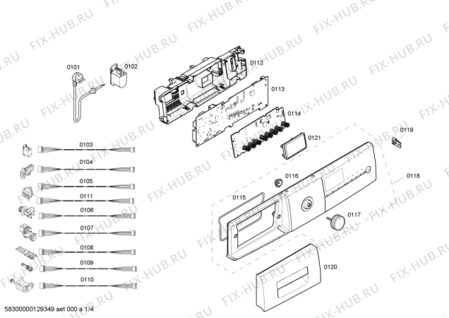 Схема №4 WM12E4S1TR с изображением Ручка выбора программ для стиралки Siemens 00609674