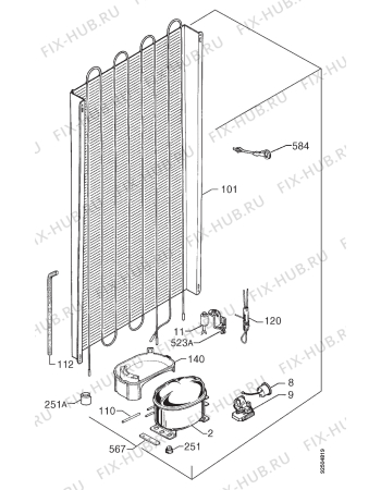 Взрыв-схема холодильника Electrolux ER7831I - Схема узла Cooling system 017