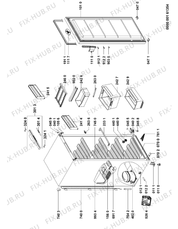 Схема №1 WV1644 A+W с изображением Корпусная деталь для холодильника Whirlpool 480132101547