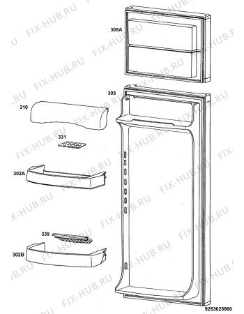 Взрыв-схема холодильника Curtiss LDP280G - Схема узла Door 003