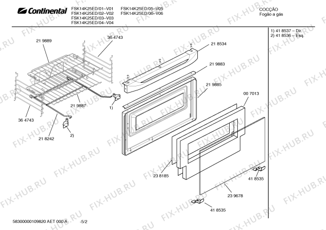 Взрыв-схема плиты (духовки) Continental FSK14K25ED Capri II - Схема узла 02