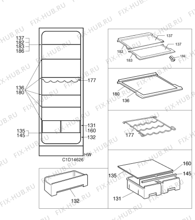 Взрыв-схема холодильника Electrolux ER8208C - Схема узла C10 Interior