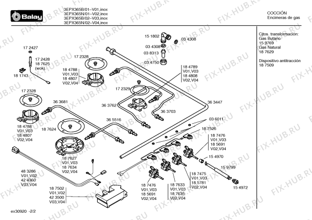 Схема №2 3EPX365B с изображением Столешница для плиты (духовки) Bosch 00218419