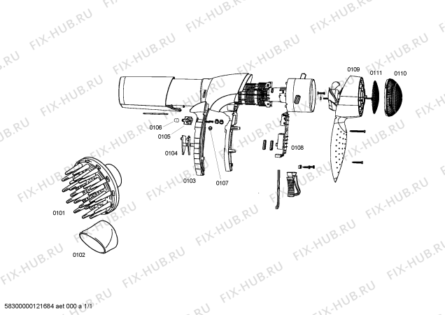 Схема №1 SC8369 super silent ionic с изображением Дюза для электрофена Bosch 00495968