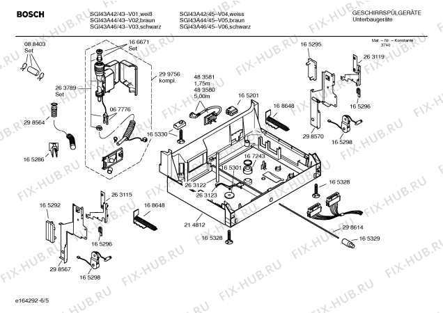 Взрыв-схема посудомоечной машины Bosch SGI43A46 - Схема узла 05