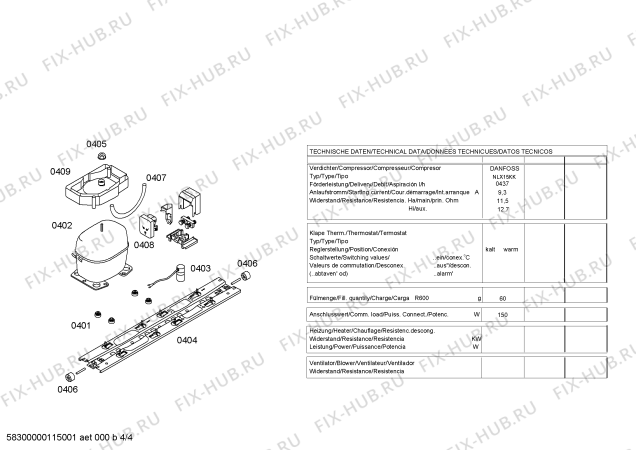 Взрыв-схема холодильника Siemens KG44U193EU - Схема узла 04