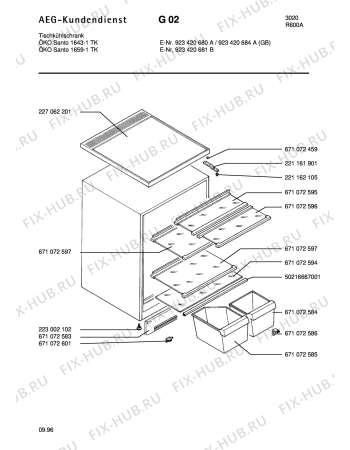 Взрыв-схема холодильника Aeg S1643-1TK - Схема узла Housing 001