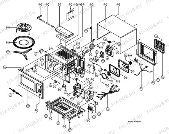 Взрыв-схема микроволновой печи Electrolux EMC3065X - Схема узла Section 1