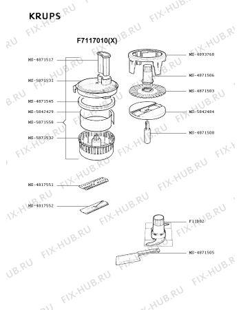 Взрыв-схема кухонного комбайна Krups F7117010(X) - Схема узла IP000768.6P3