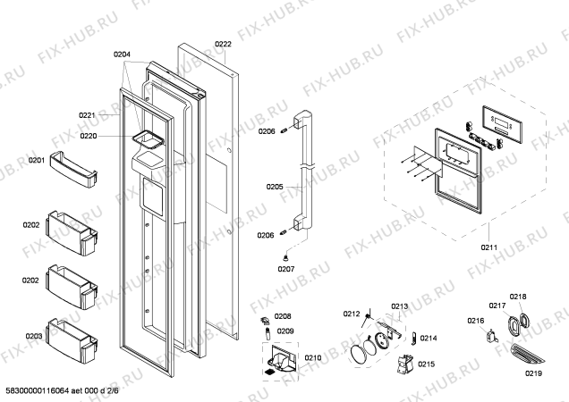 Взрыв-схема холодильника Bosch KAN58P95 - Схема узла 02