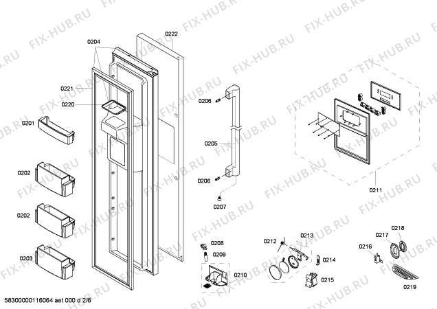 Схема №5 SOK250OC0N с изображением Дверь для холодильника Bosch 00243736