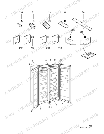 Взрыв-схема холодильника Electrolux ERF3869AOX - Схема узла Accessories