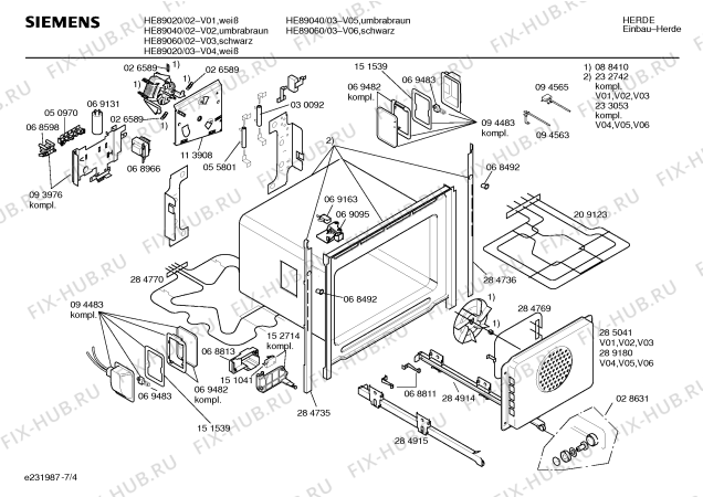 Схема №6 HE89040 с изображением Краткая инструкция для духового шкафа Siemens 00517127