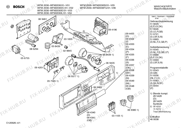 Схема №3 WFM2030FG WFM2030 с изображением Панель для стиральной машины Bosch 00285429