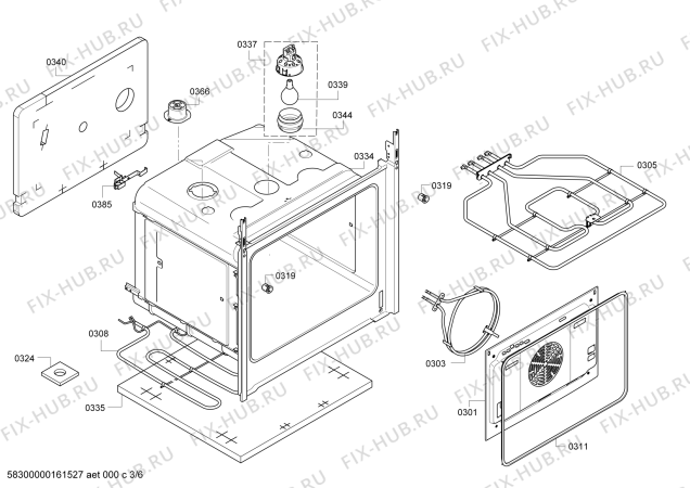 Взрыв-схема плиты (духовки) Bosch HBA20B121S - Схема узла 03