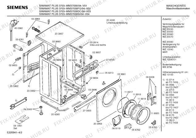 Схема №3 WFV7930 Exclusiv WFV7930 с изображением Таблица программ для стиралки Siemens 00516574