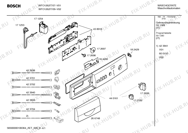 Схема №3 WFO1262IT Maxx WFO 1262 с изображением Таблица программ для стиралки Bosch 00591390