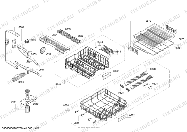 Взрыв-схема посудомоечной машины Bosch SMV44KX00R SilencePlus - Схема узла 06