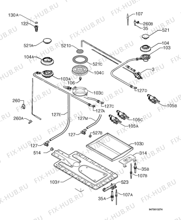 Взрыв-схема плиты (духовки) Electrolux 66EX-T - Схема узла Functional parts 267