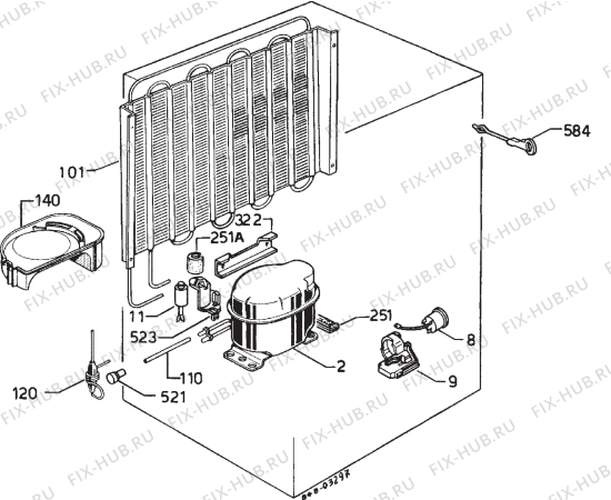 Взрыв-схема холодильника Privileg 005003 9 - Схема узла Cooling system 017