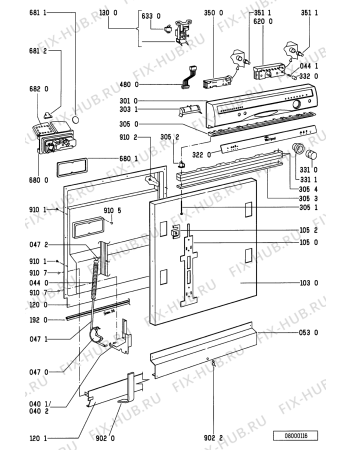 Схема №2 ADG 9340 WH с изображением Панель для посудомоечной машины Whirlpool 481245379539