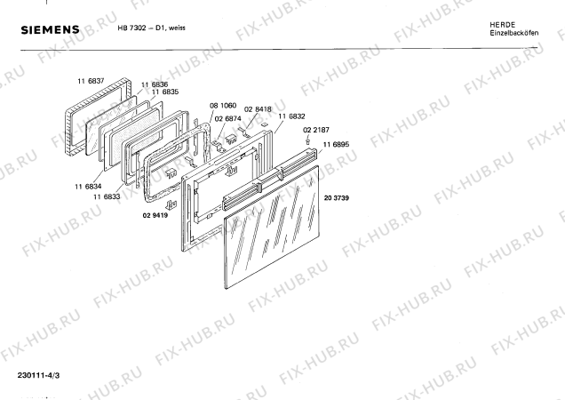 Схема №4 HB7302 с изображением Панель для электропечи Siemens 00116916