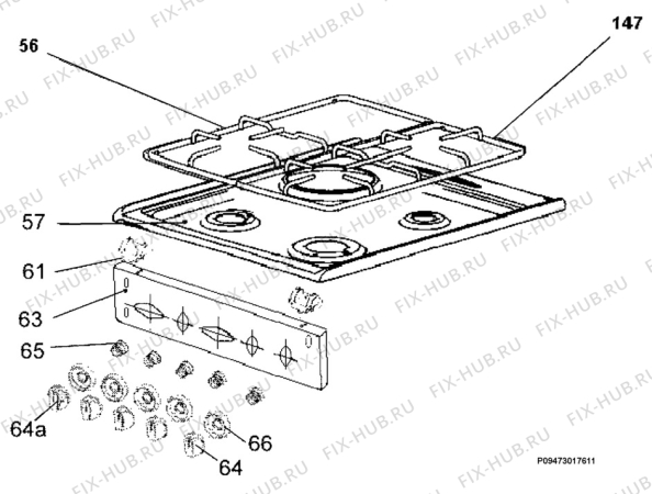 Взрыв-схема плиты (духовки) Aeg Electrolux ZCM550NW - Схема узла Section 4