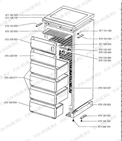 Взрыв-схема холодильника Aeg A3132-4GS - Схема узла Cabinet + armatures