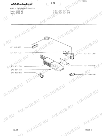 Взрыв-схема холодильника Aeg 621671017 - Схема узла Electrical equipment