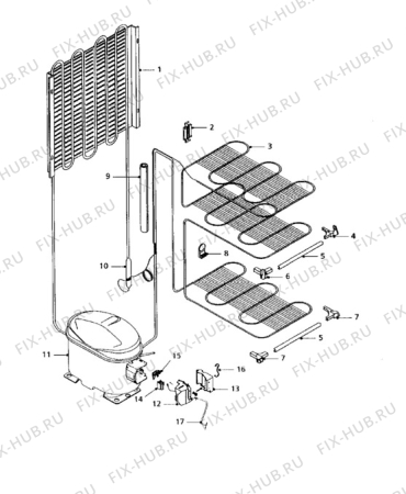 Взрыв-схема холодильника Tricity Bendix UF303W - Схема узла Cooling system 017