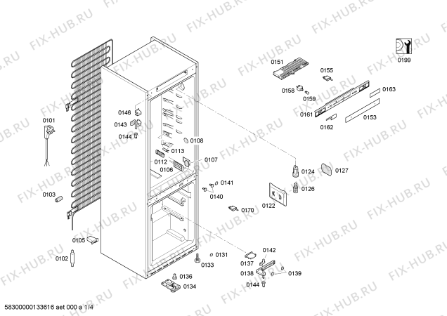 Схема №3 K5881X0 с изображением Дверь морозильной камеры для холодильной камеры Bosch 00680168