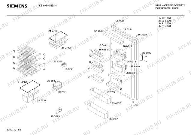 Взрыв-схема холодильника Siemens KS44G00NE - Схема узла 02