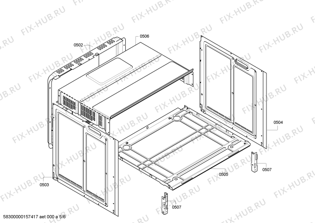 Взрыв-схема плиты (духовки) Siemens HB331E0GC - Схема узла 05