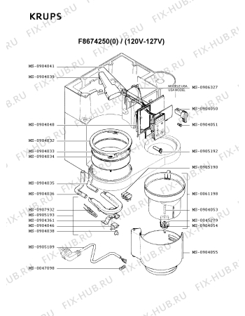 Взрыв-схема кофеварки (кофемашины) Krups F8674250(0) - Схема узла NP001841.9P4