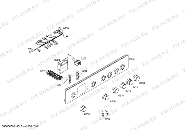 Взрыв-схема плиты (духовки) Bosch HSV744021N - Схема узла 02