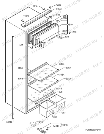 Взрыв-схема холодильника Zanker KBA22401SB - Схема узла Housing 001