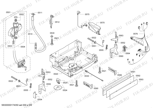 Взрыв-схема посудомоечной машины Bosch SMU86P05DE, Exclusiv, Made in Germany - Схема узла 05