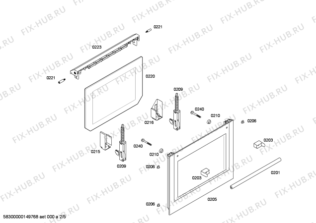 Схема №2 HB22AB520R Horno.SE.2d.S2a.E0_TIF.f_glass.inox с изображением Передняя часть корпуса для плиты (духовки) Siemens 00701757