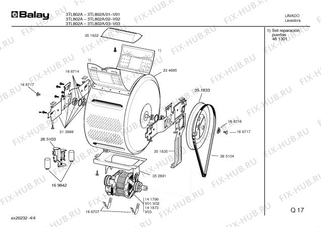 Схема №3 3TL802B TL802 с изображением Кронштейн для стиральной машины Bosch 00352891