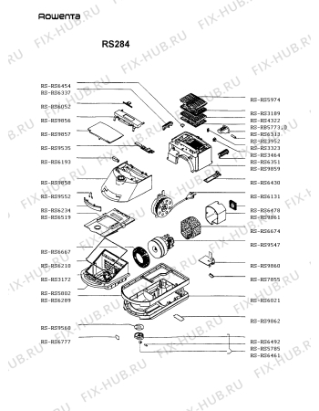 Взрыв-схема пылесоса Rowenta RS284 - Схема узла RS284___.AT1